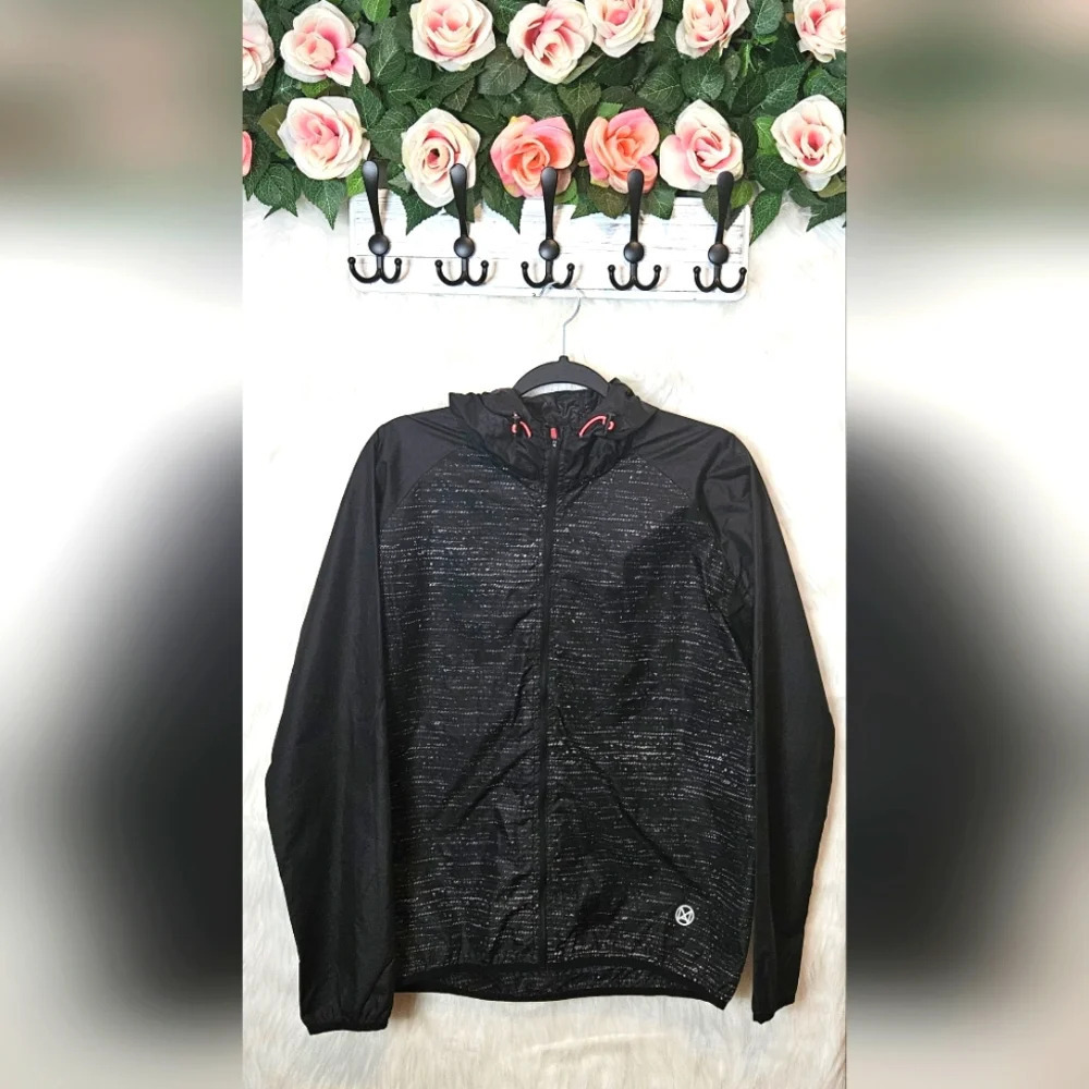 Move by Ardene Reflective Stripe Zip-Up Windbreaker NWOT